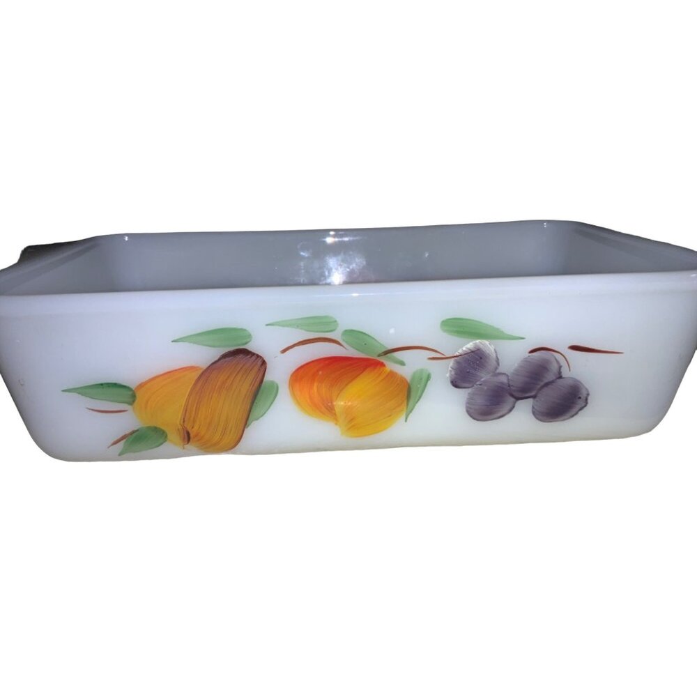 Anchor Hocking Fire King 1Qt. 409 loaf pan Fruit Pattern